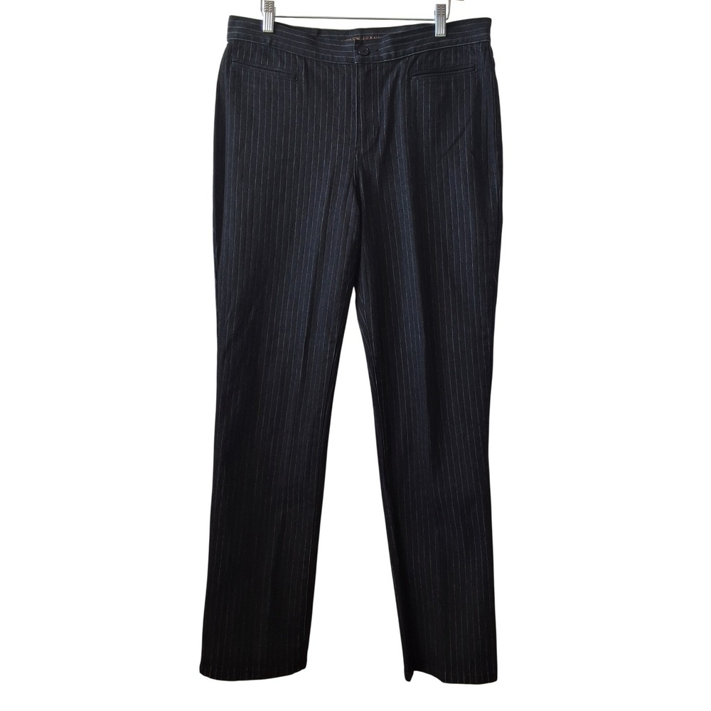 Lauren Jeans Co Ralph Lauren Pinstripe Pants Black Charcoal Straight Leg Size 10